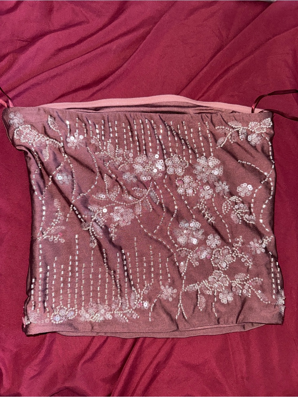 Urban Outfitters Mauve Pink Sequin Floral Crop Top